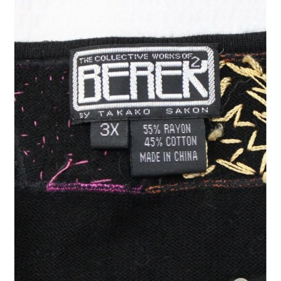 Boerek Womens 3X Black Embroidered Tunic With Colorful Patchwork & Coin Accents - Picture 4 of 10